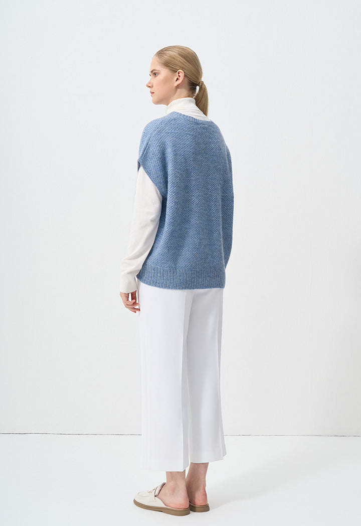 Choice Knitted Sleeveless Lurex Sweater Sky Blue