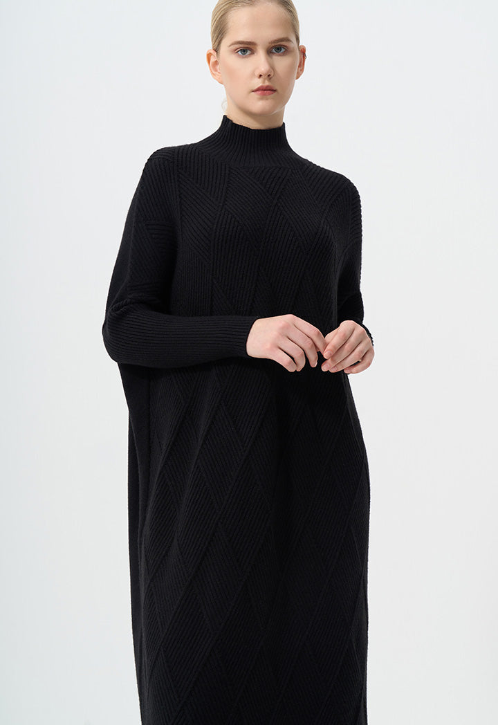 Choice High Neck Knit Maxi Dress Black