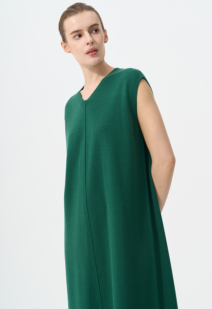 Choice V-Neck Sleeveless Knitted Dress Green