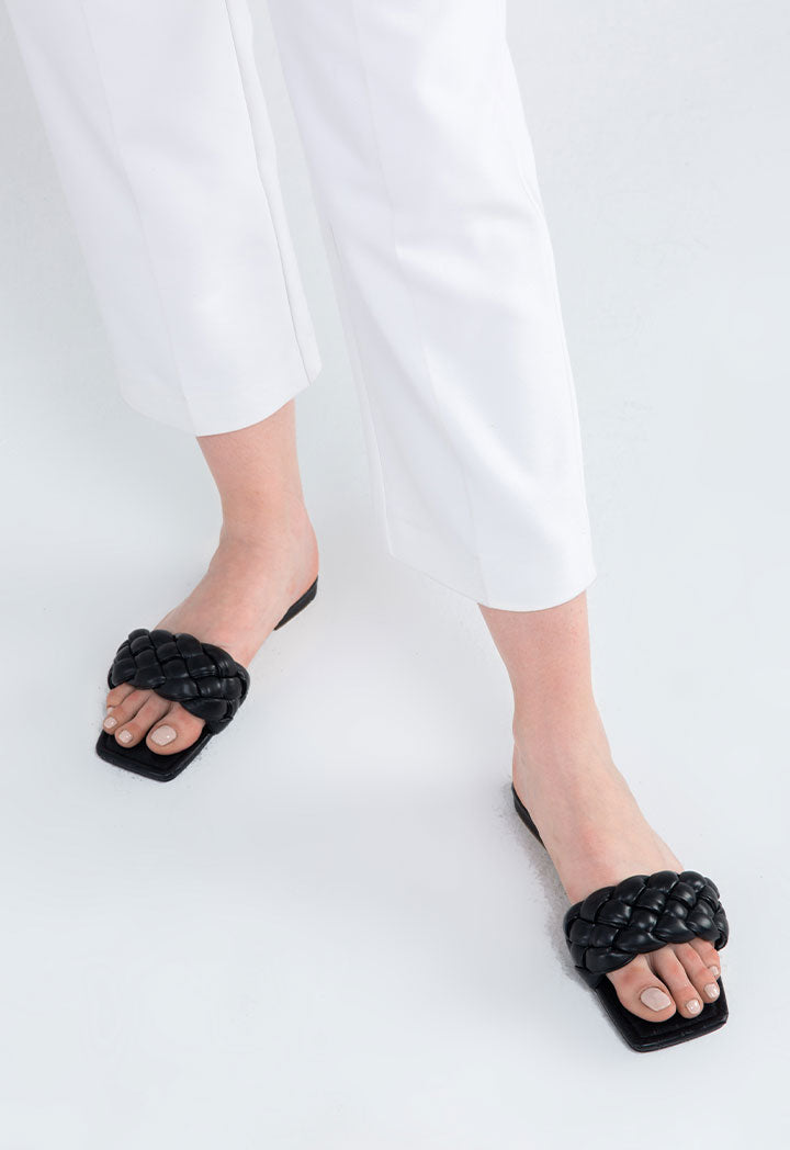 Choice Flat Padded Woven Sandals Black