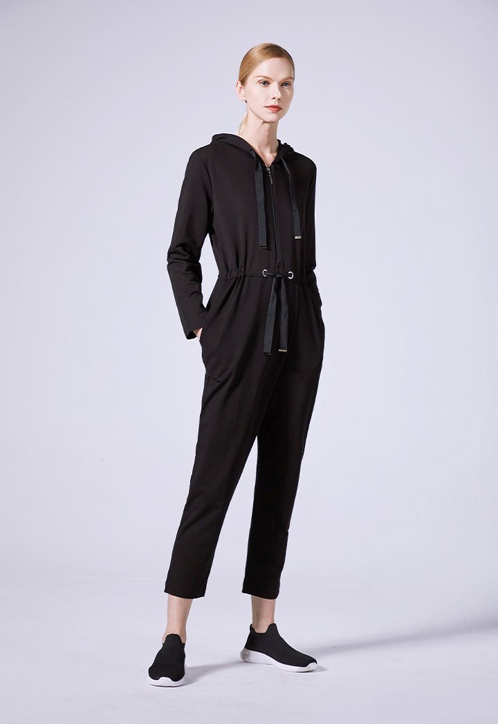 Choice Long Sleeve Hoodie Jumpsuit Black