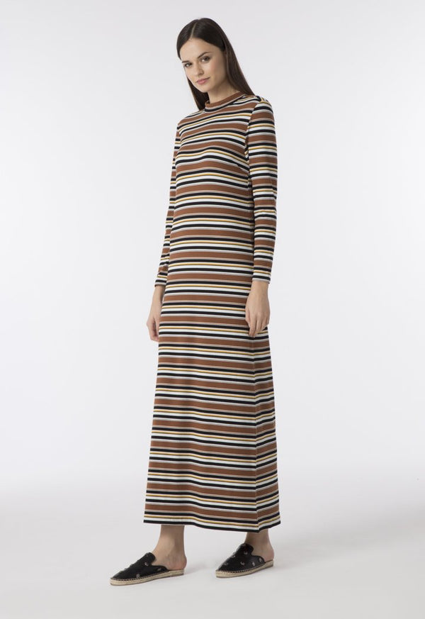 Choice Ribbed Stripes Knit Dress Multicolor