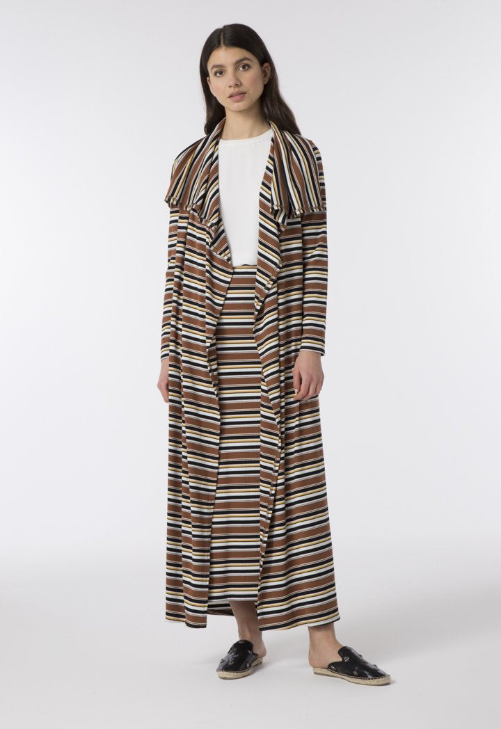 Choice Drape Collar Ribbed Outerwear Multicolor