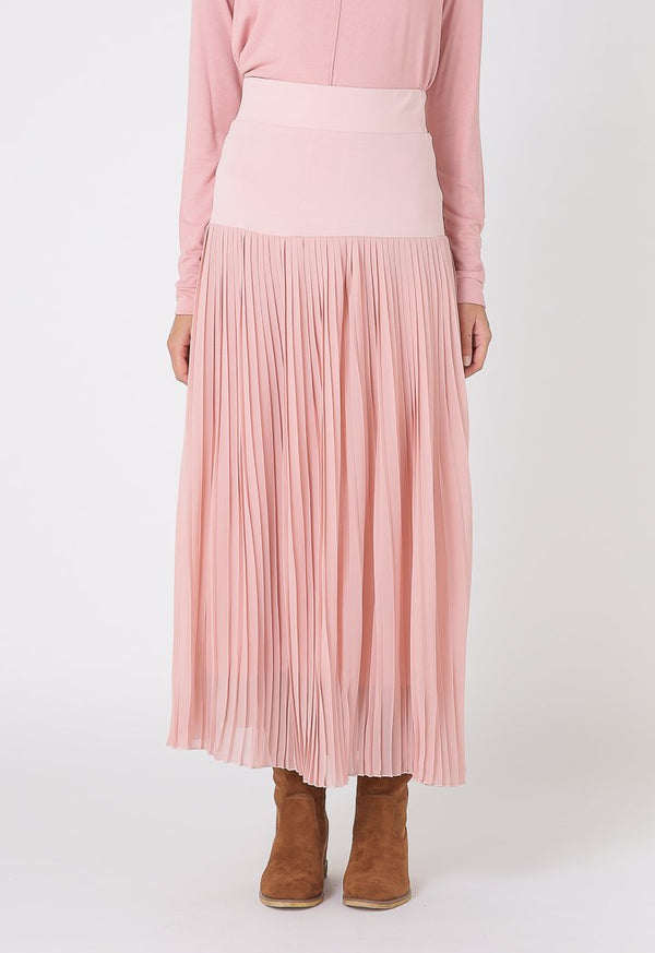 Choice Basics Elasticated Accordion Pleat Skirt Blush