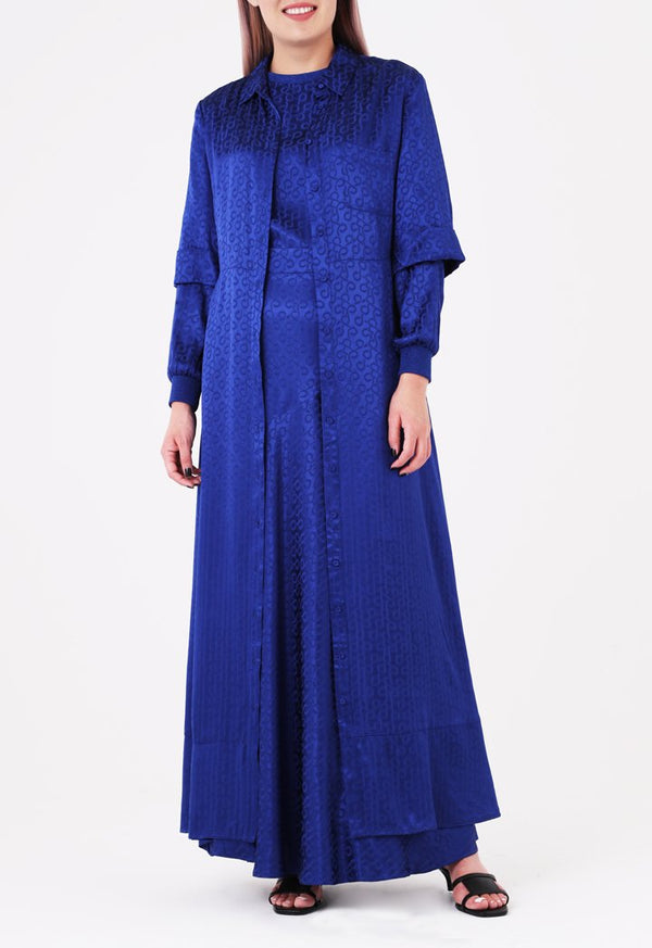 Choice Jacquard Shirt Dress Cobalt