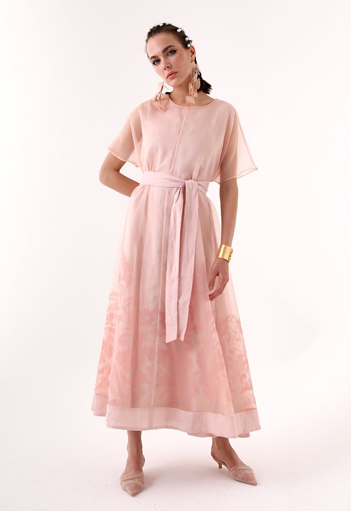 Choice Printed Organza Maxi Dress Blush