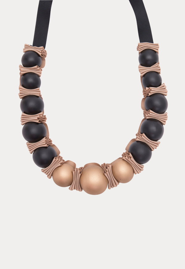 Choice Chunky Ball Bead Necklace Black W - Gold