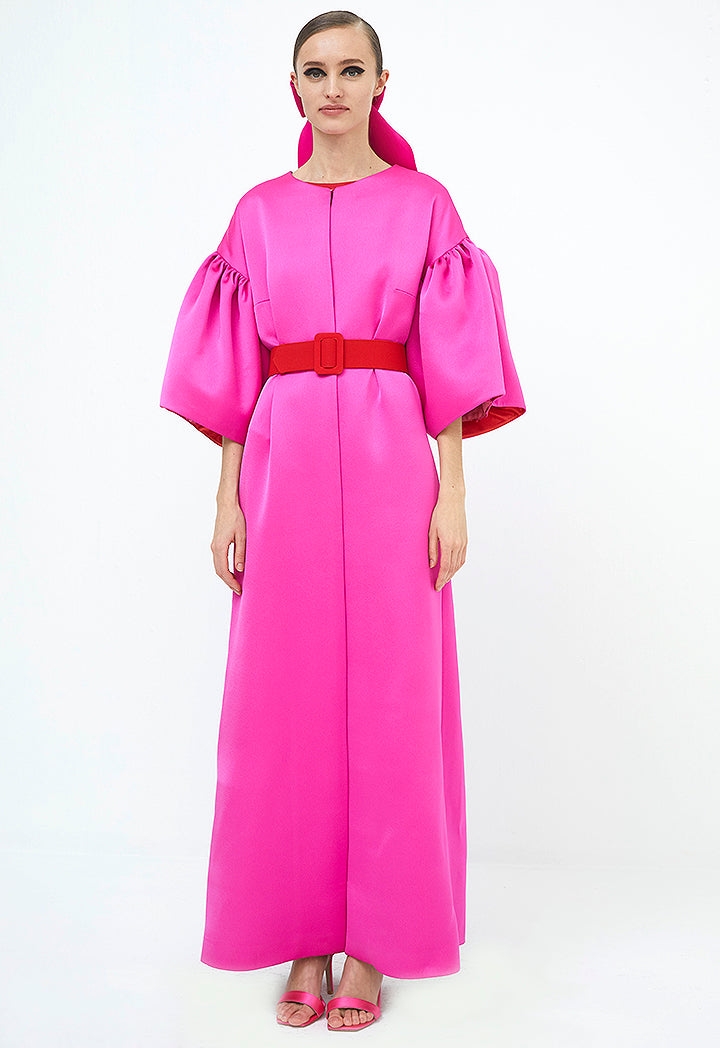 Choice Gathered Wide Short Sleeve Outerwear Fuchsia