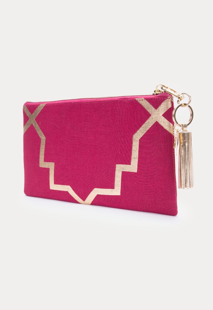 Choice Contrast Geometric Print Pouch Bag Fuchsia - Wardrobe Fashion