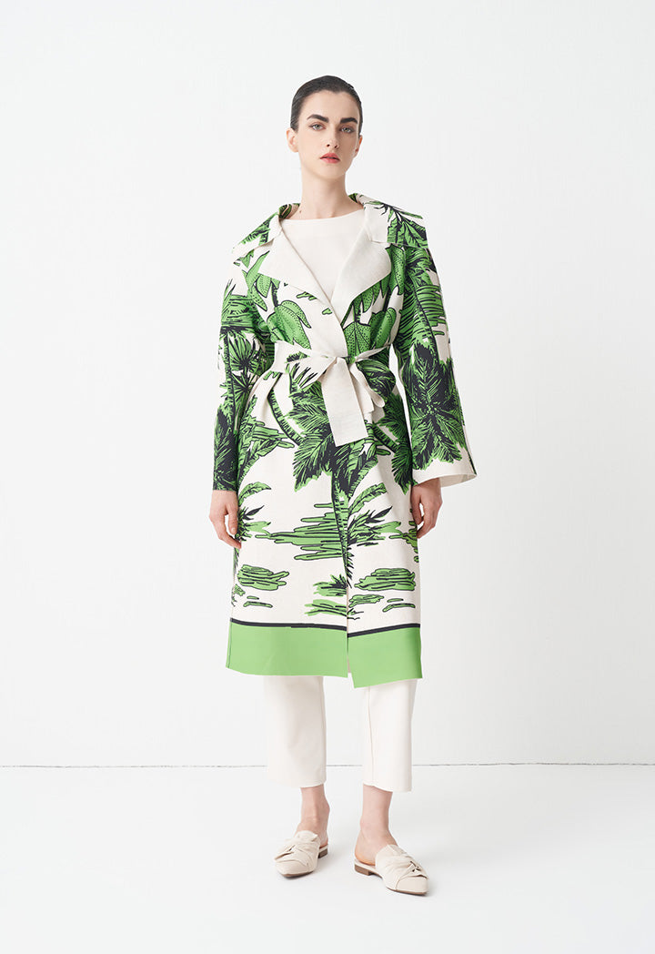 Choice Printed Outerwear With Belt Green Print