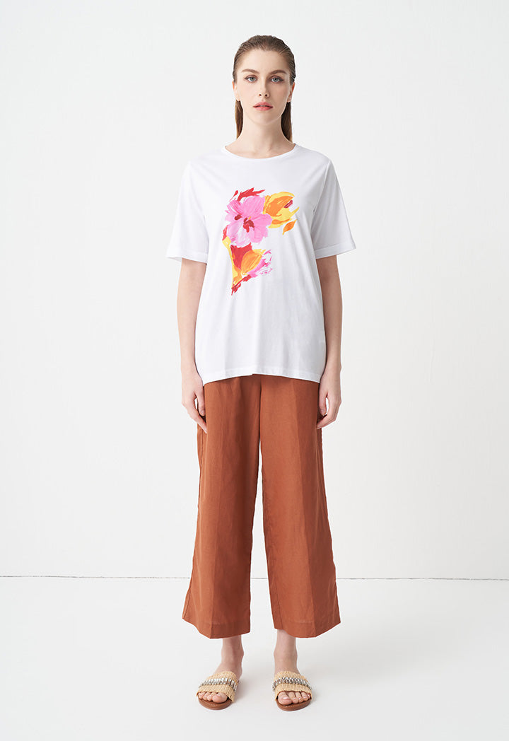 Choice Flower Printed T-Shirt Off White