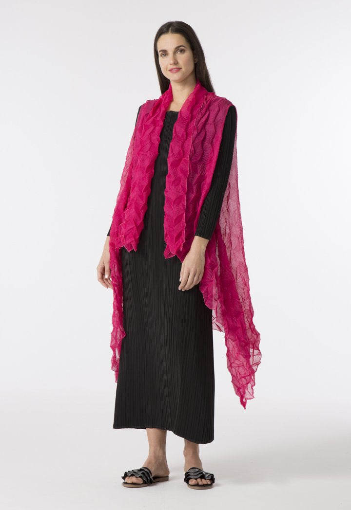 Choice Electric Pleated Chiffon Outerwear Fuchsia