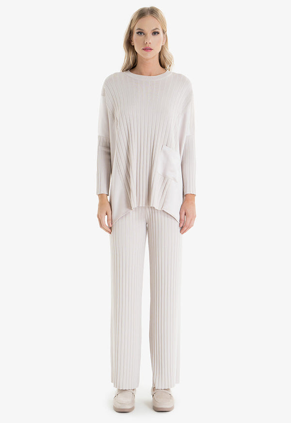 Choice Trousers With Striped Pattern  Beige