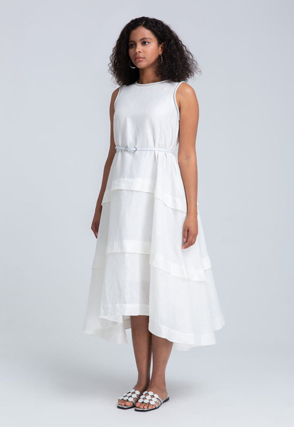 Choice Sleeveless Midi Dress Off White