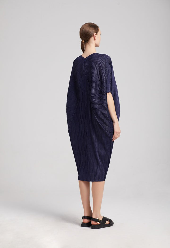 Choice Egg Shape Electric Pleated Dress Navy