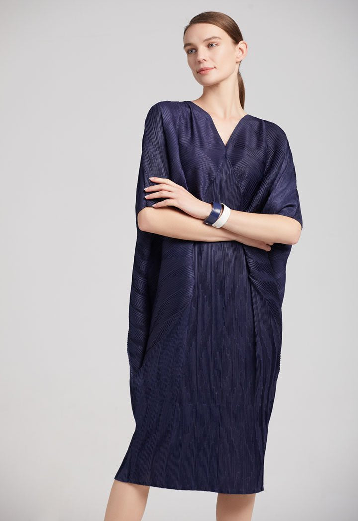 Choice Egg Shape Electric Pleated Dress Navy