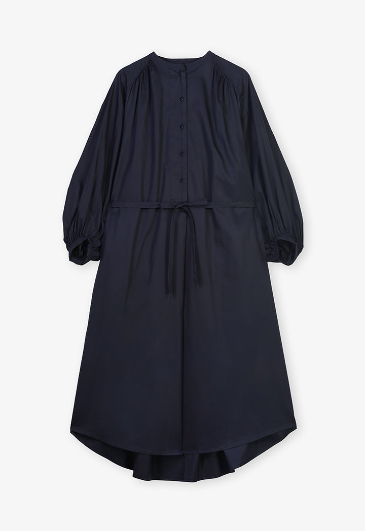 Choice Solid Oversize Belted Dress Navy