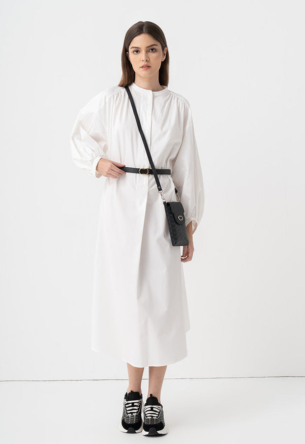 Choice Solid Oversize Belted Dress Off White