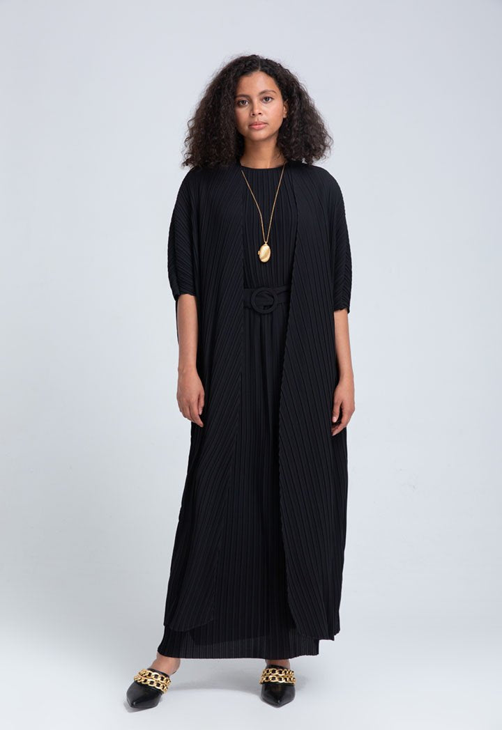 Choice Pleated Top And Skirt Black