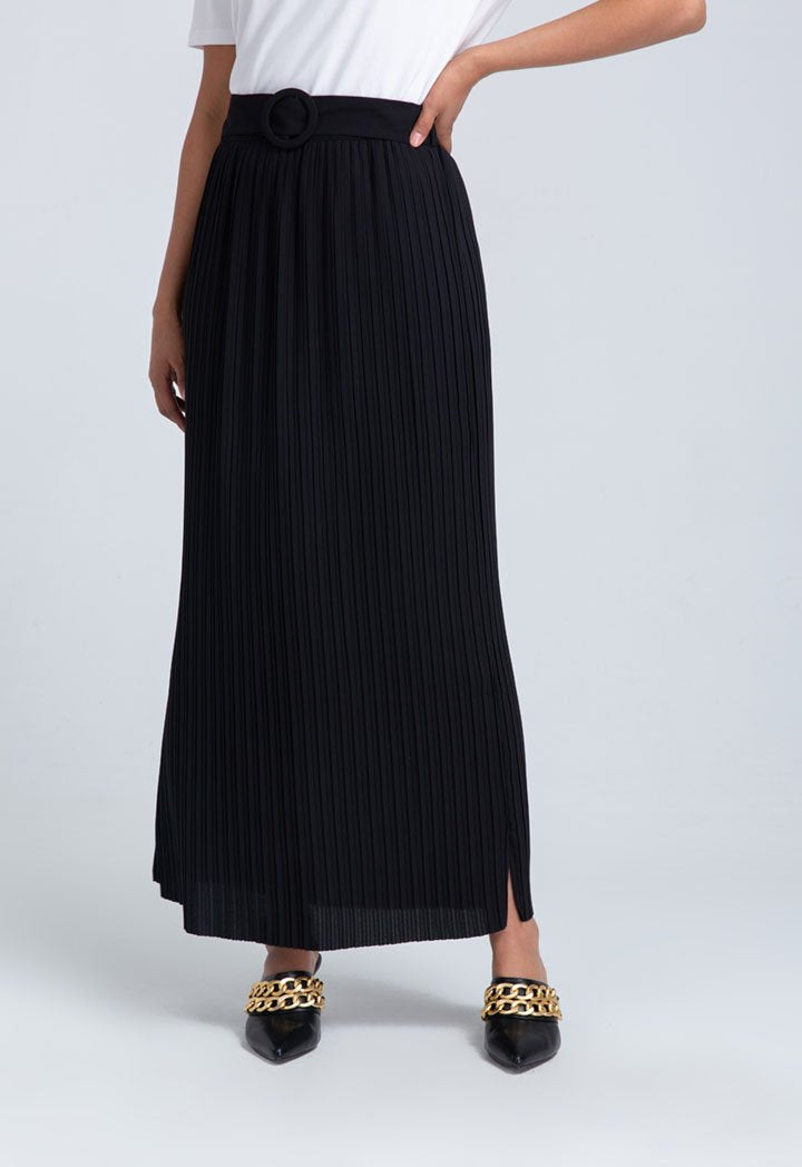 Choice Pleated Top And Skirt Black