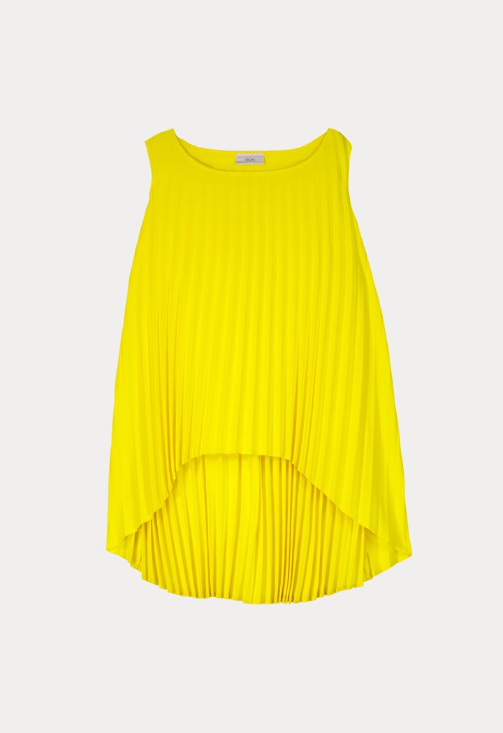 Choice Pleated High Low Sleeveless Top Yellow