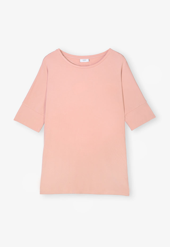 Choice Solid Short Sleeves Blouse Blush