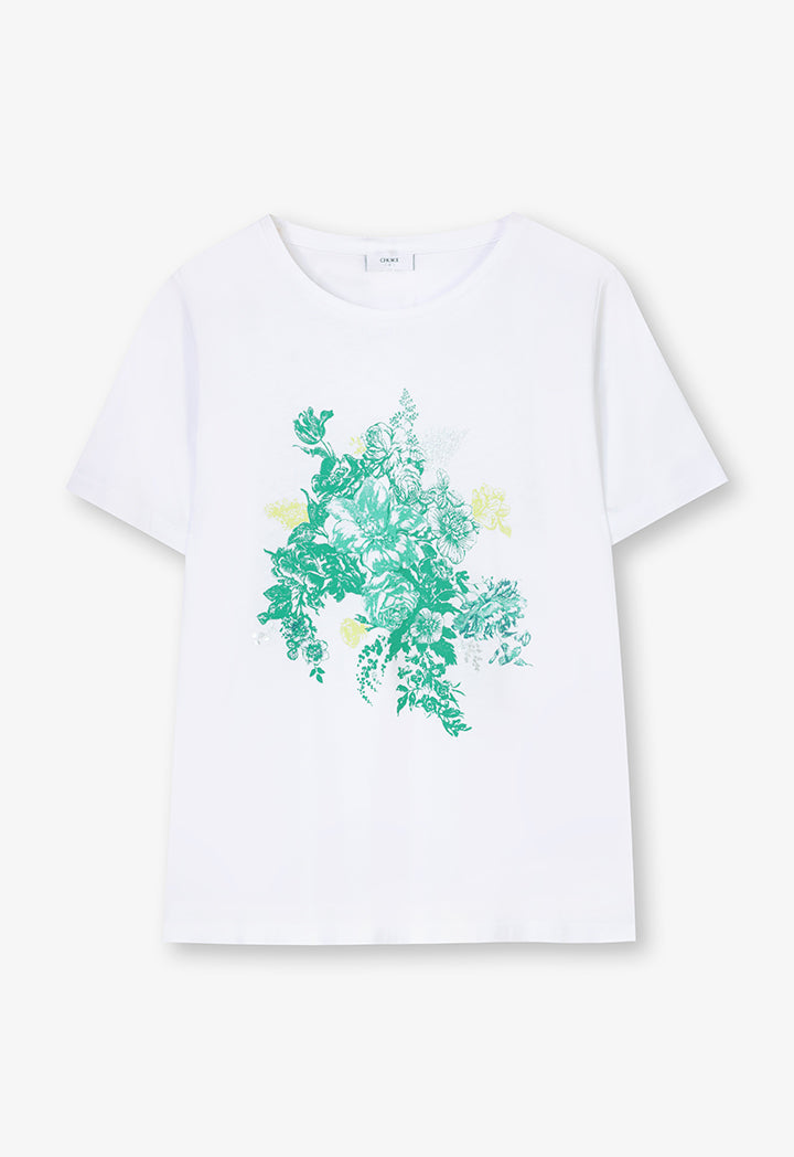 Choice Flower Printed T-Shirt Off White