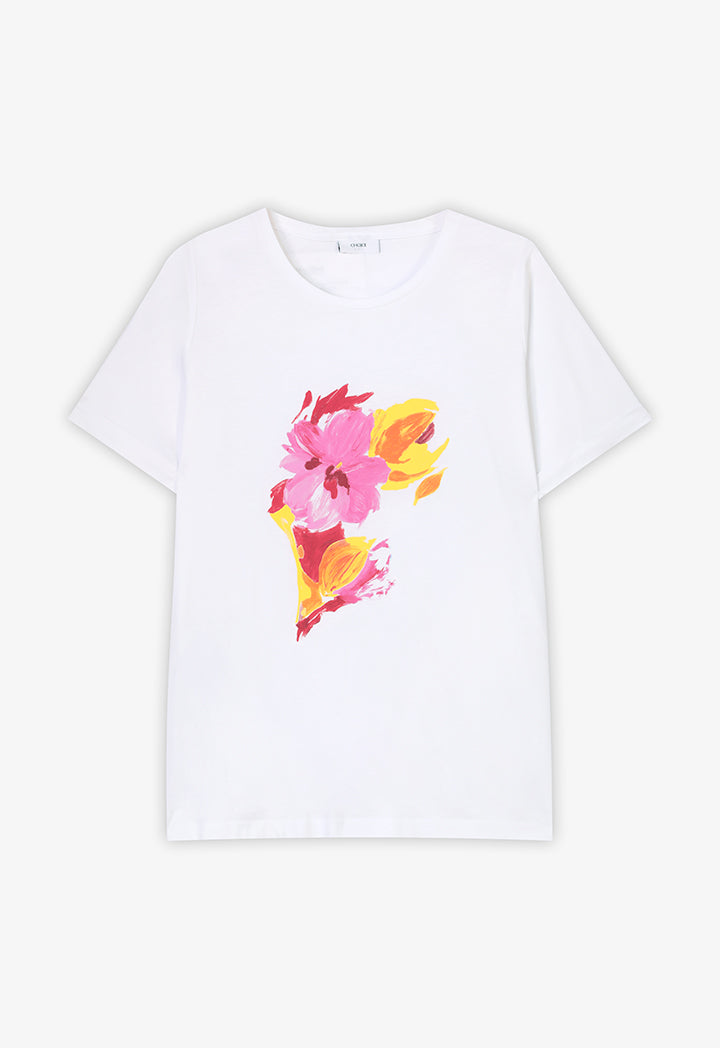 Choice Flower Printed T-Shirt Off White