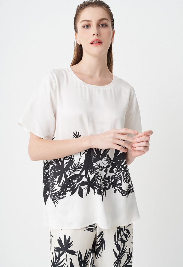 Choice Birds Printed Crew Neck T-Shirt Off White