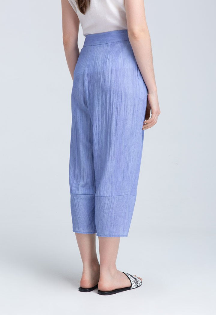 Choice Folkloric Stripes Linen Wide Leg Trouser Blue