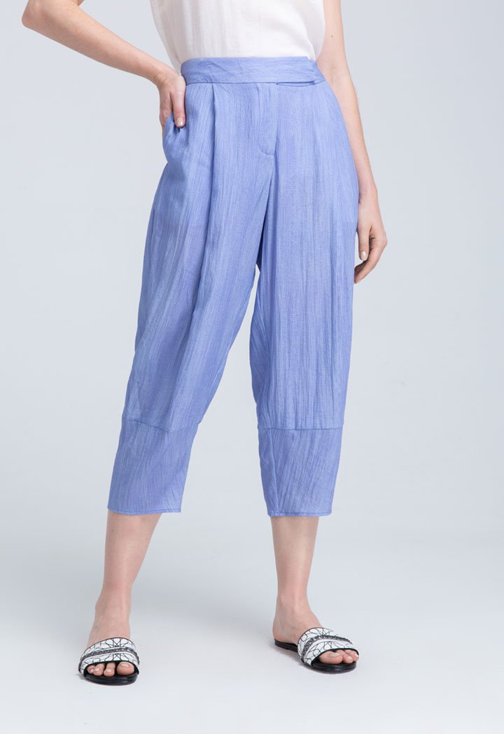 Choice Folkloric Stripes Linen Wide Leg Trouser Blue