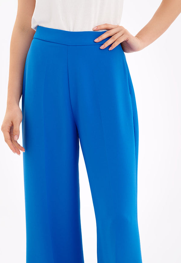 Choice Solid Wide Leg Pants Blue