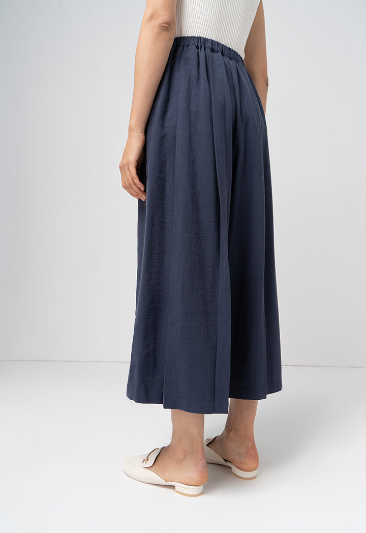 Choice Box Pleated Wide Leg Trouser Navy