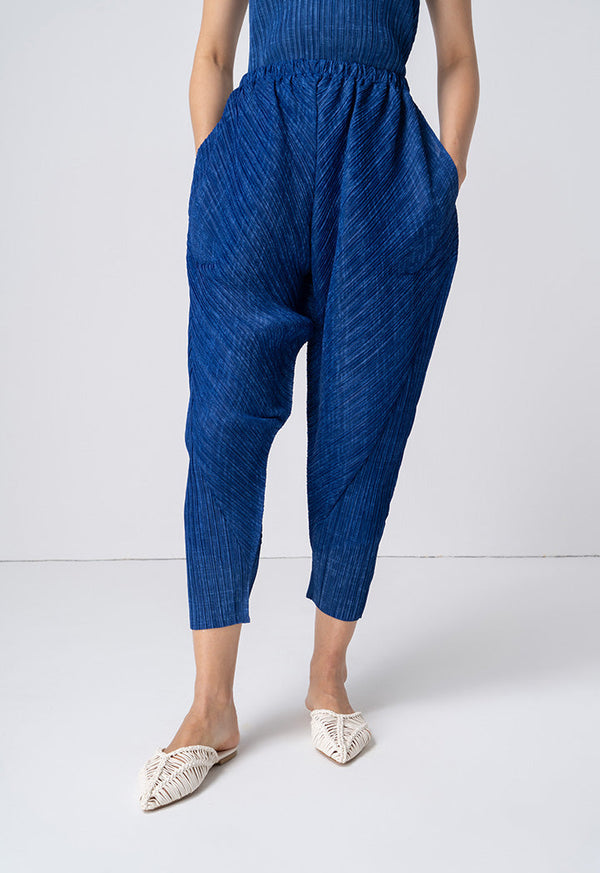 Choice Pleated Casual Printed Trouser Indigo