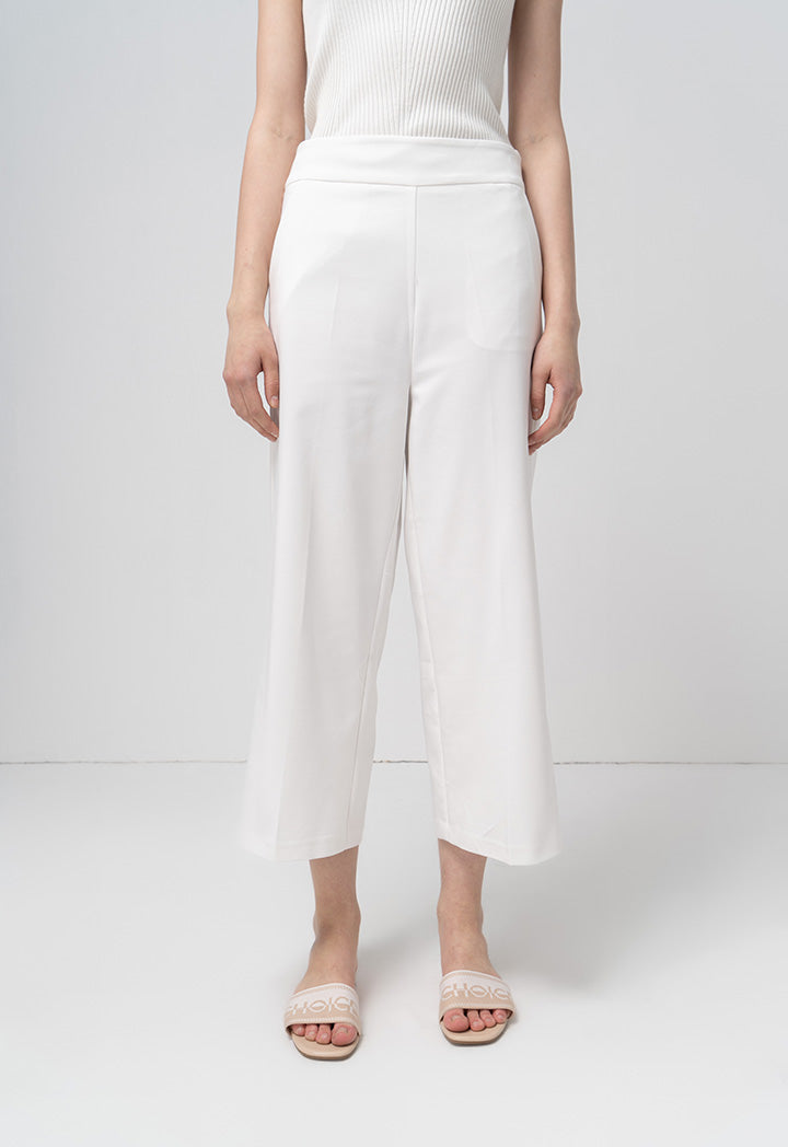 Choice Single Tone Wide Legs Trouser Offwhite