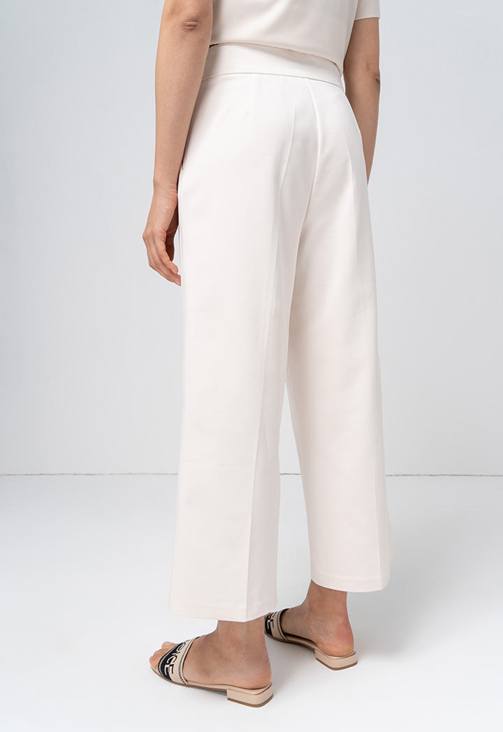 Choice Single Tone Wide Legs Trouser Cream