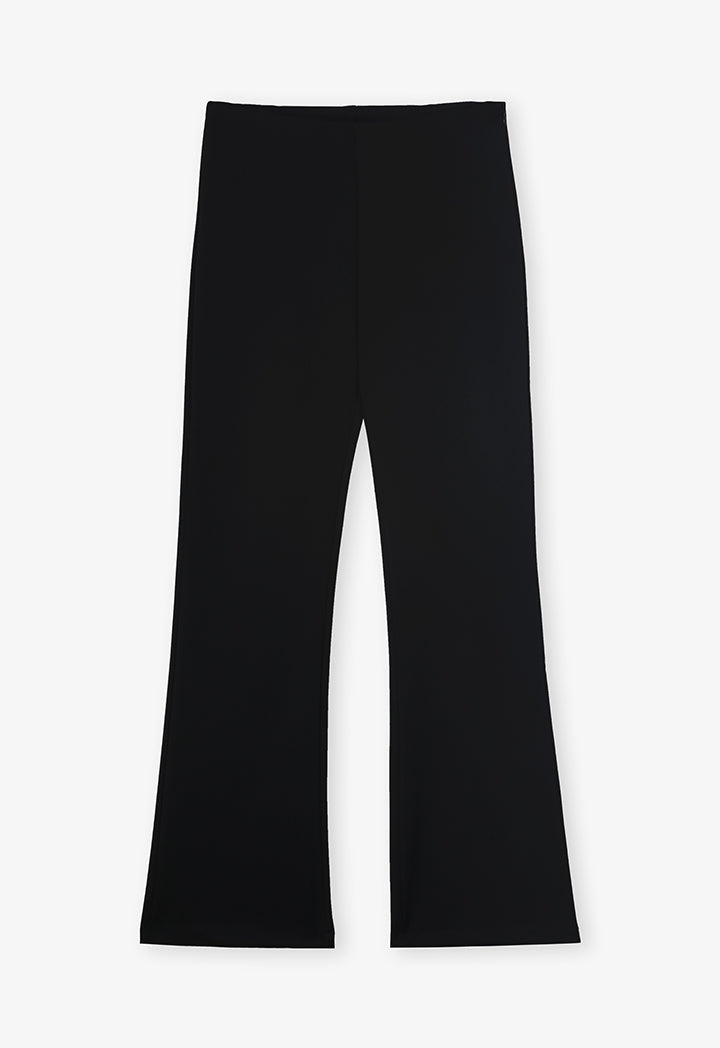 Choice Solid Flare Hem Trousers Black