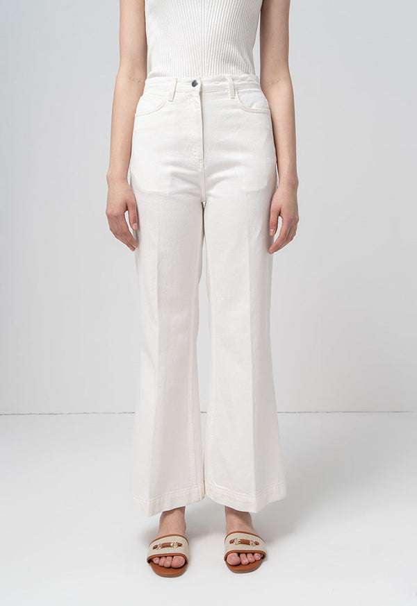 Choice Straight Wide Legs Denim Trousers Off White