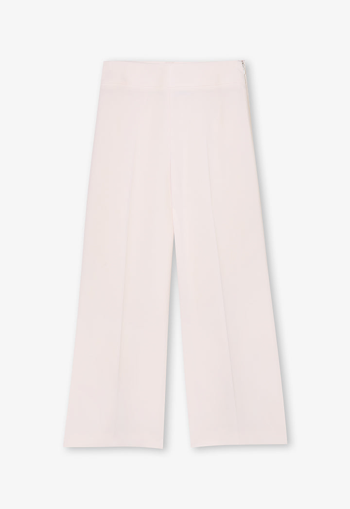 Choice Solid Wide Leg Trousers Cream