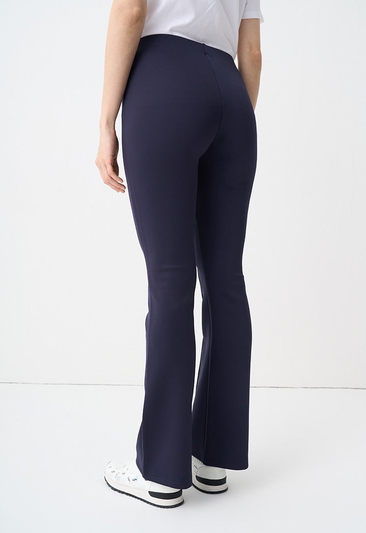 Choice Solid Straight Legs Pintuck Trouser Navy