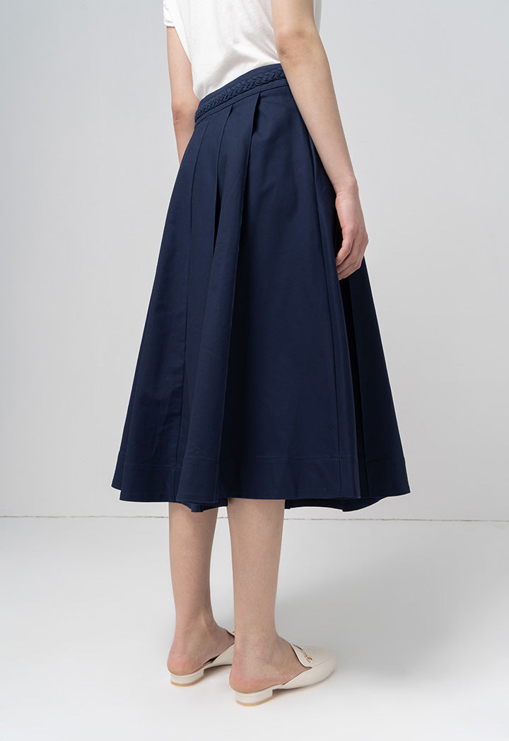 Choice Solid Box Pleated Box Pleated Skirt Navy