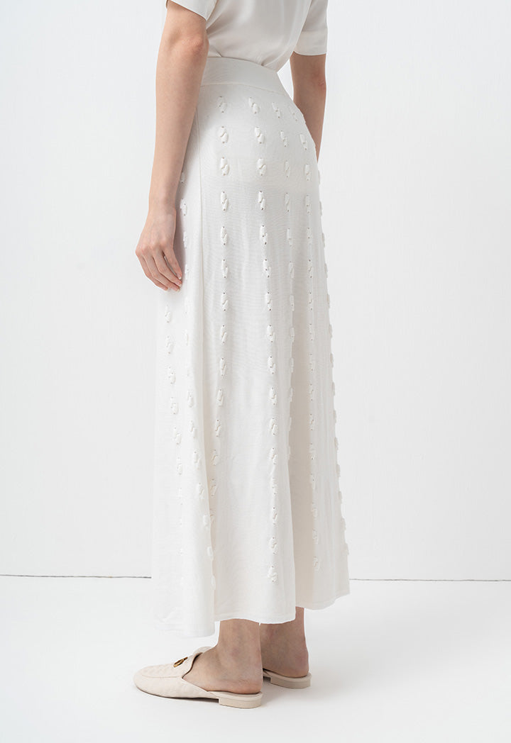 Choice Single Tone Textured Knitted Skirt Cream