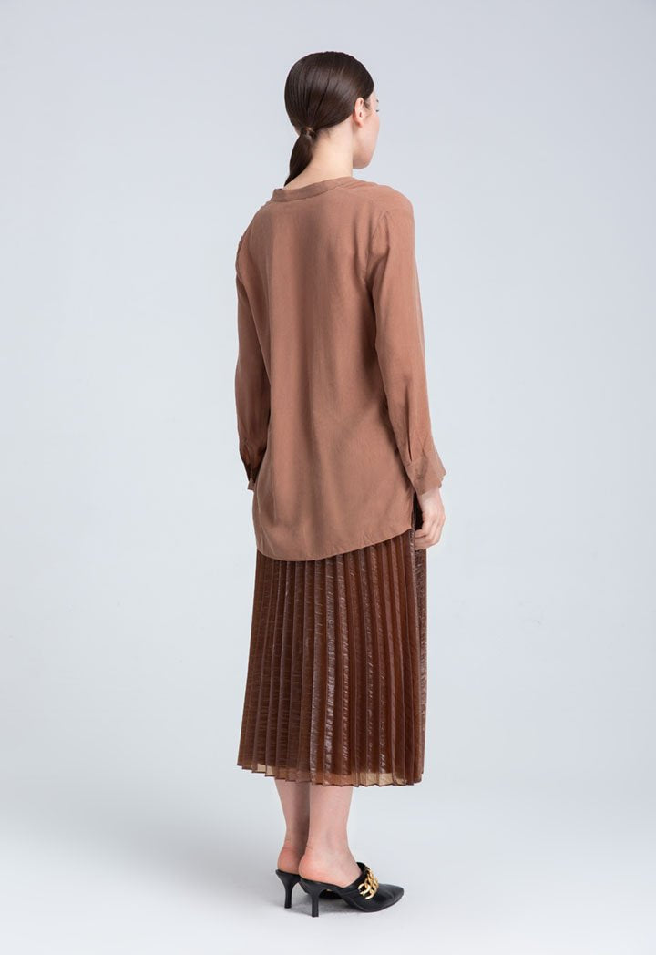 Choice Long Sleeve Blouse Light Brown