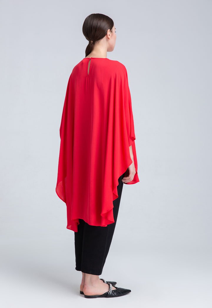 Choice Crepe Oversize Kaftan Blouse (Free Size) Red