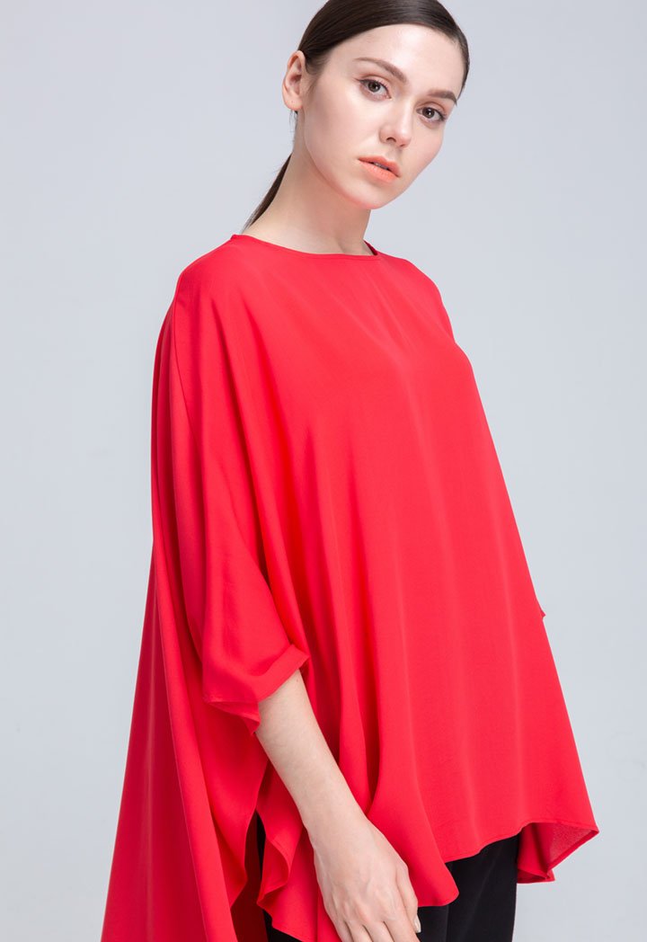 Choice Crepe Oversize Kaftan Blouse (Free Size) Red