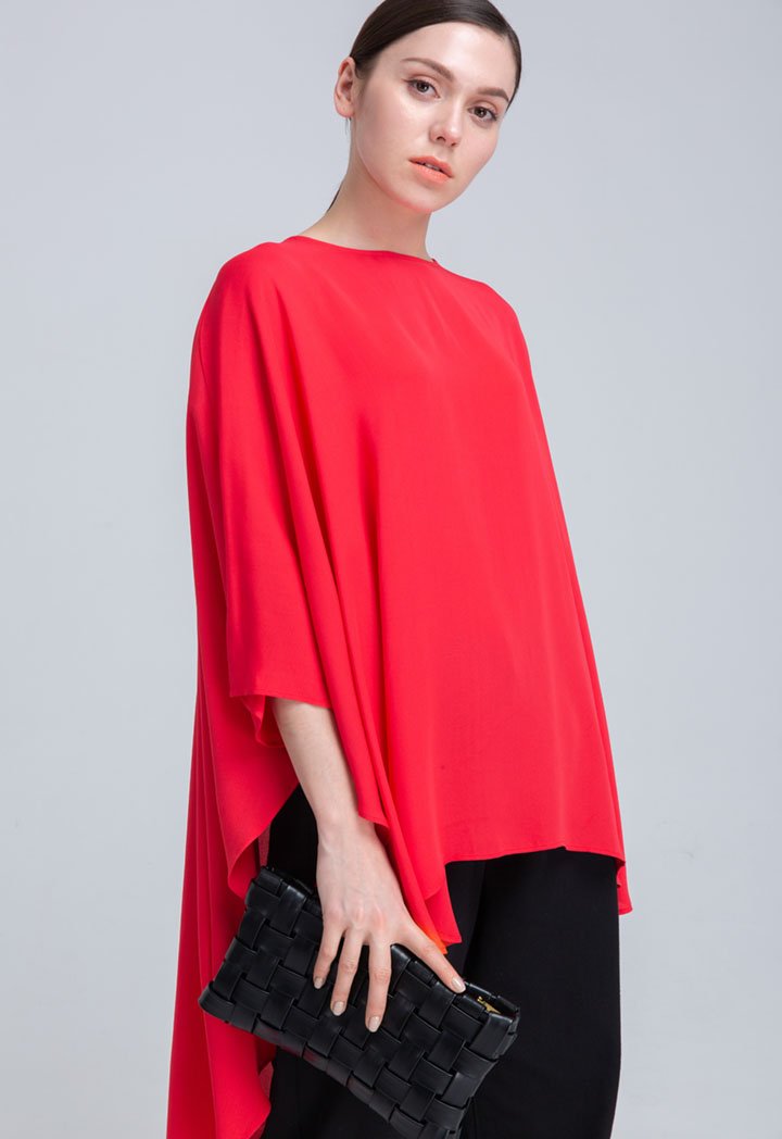 Choice Crepe Oversize Kaftan Blouse (Free Size) Red