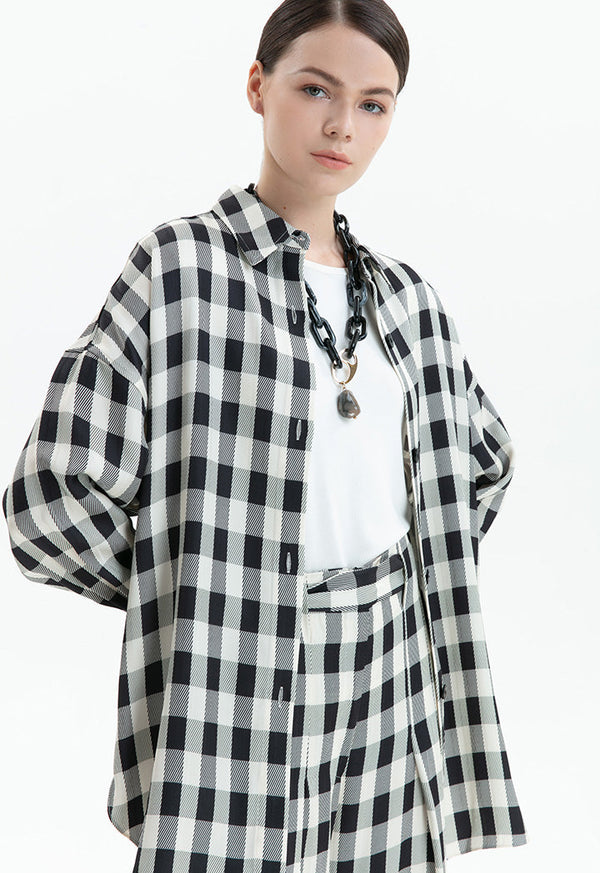 Choice Multicolored Checkered Print Shirt Black / Beige