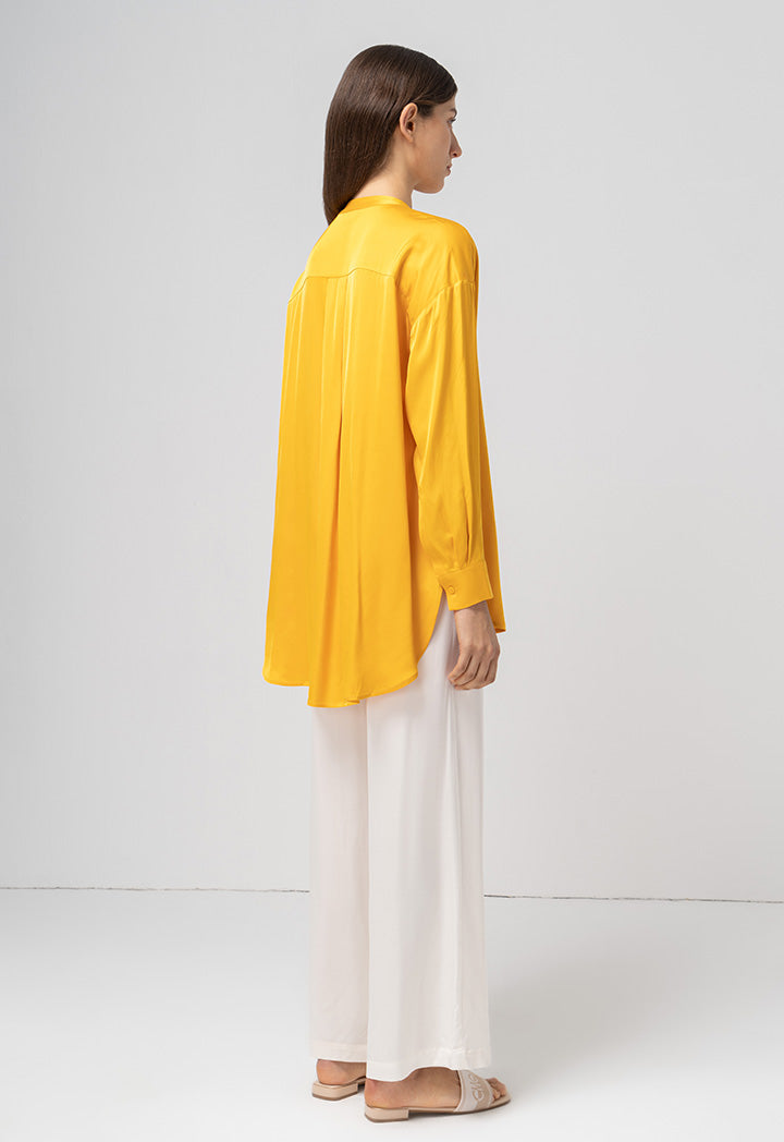 Choice Solid Long Sleeves Shirt Yellow