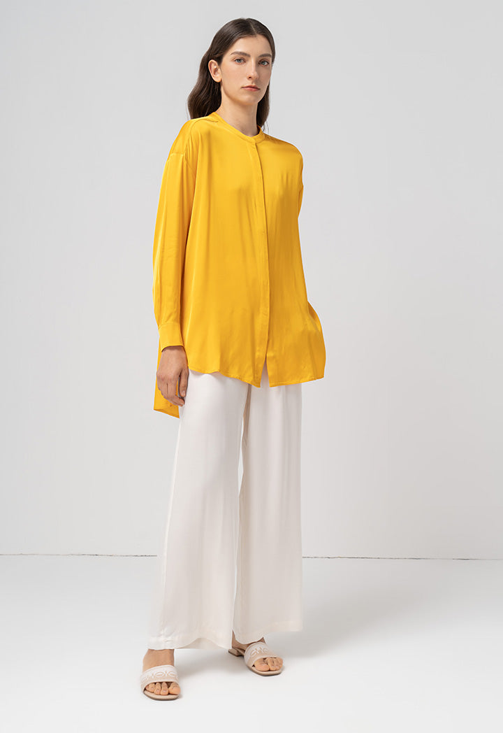 Choice Solid Long Sleeves Shirt Yellow