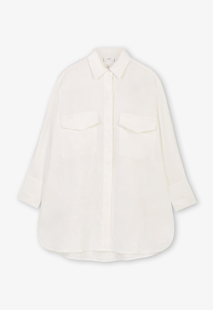 Choice Solid Oversize Long Shirt Off White